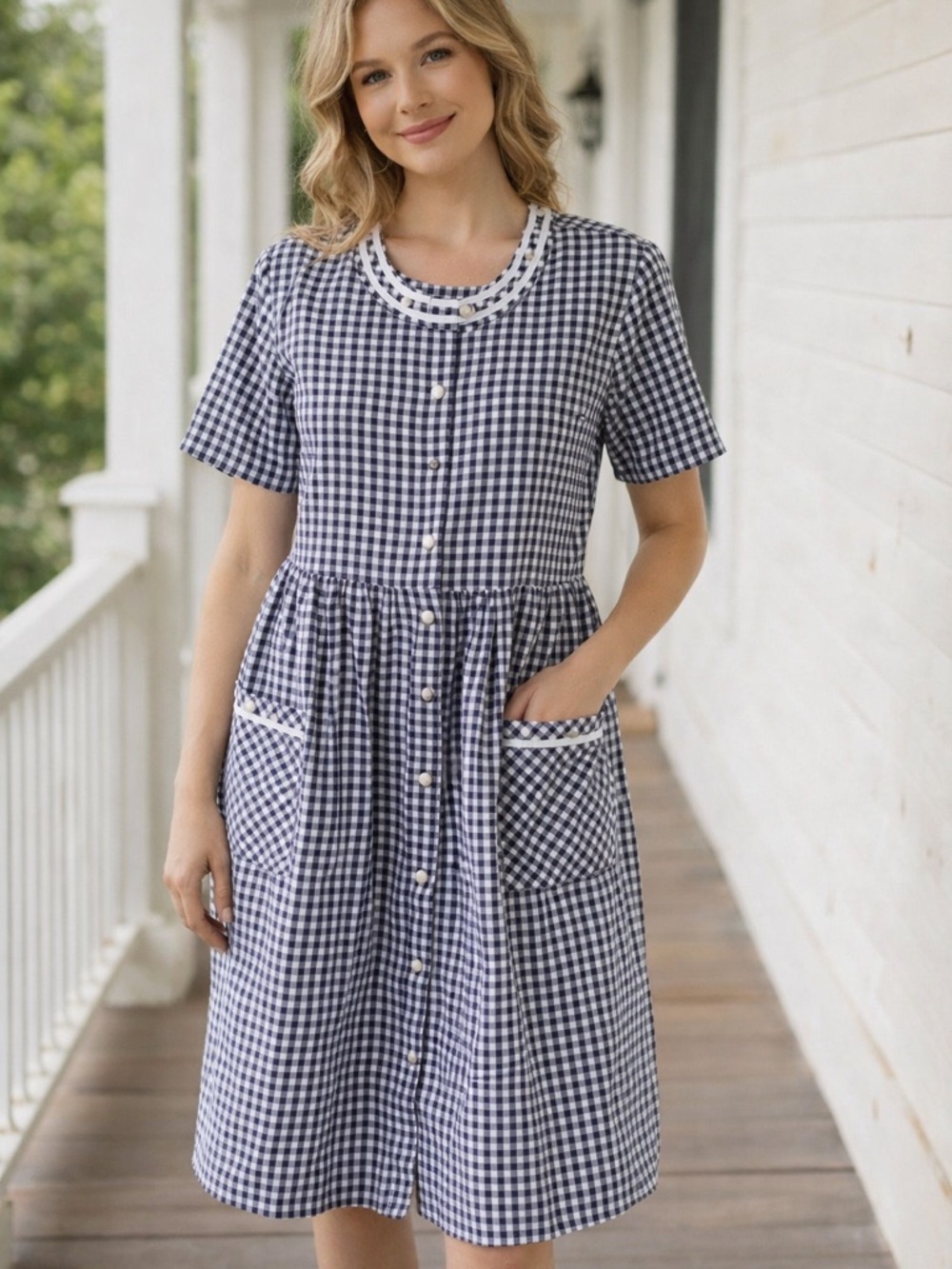 KATHIE LEE PLAID COTTAGE CORE DRESS SZ 10